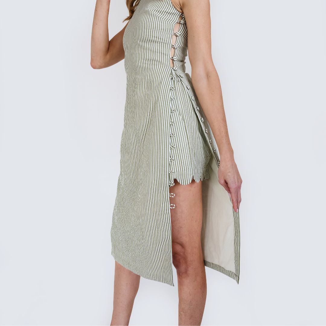 MASON'S DAUGHTER | Meredith Midi Tunic, Seersucker Olive & Ivory