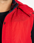 Men's Red Padded Hooded Vest w/ Faux Fur Lining