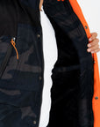 Men's Navy Army Print Padded Hooded Vest w/ Faux Fur Lining hi