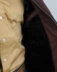 Men's Fur Lined Quilted Faux Suede Vest - Dark Brown