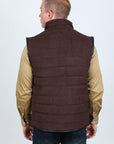 Men's Fur Lined Quilted Faux Suede Vest - Dark Brown