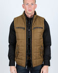 Men's Quilted Fur Lined Vest - Camel