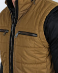 Men's Quilted Fur Lined Vest - Camel