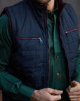 Men's Quilted Fur Lined Vest - Navy