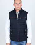 Men's Quilted Fur Lined Vest - Navy