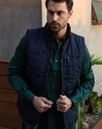 Men's Quilted Fur Lined Vest - Navy