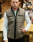 Men's Quilted Fur Lined Vest - Mocha
