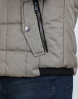 Men's Quilted Fur Lined Vest - Mocha