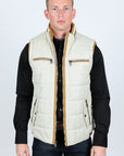 Men's Quilted Fur Lined Vest - Beige