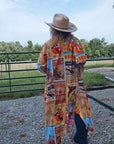 Vintage Rodeo Poster Button-Up Long Sleeve Shirt Duster Dress