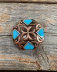 Copper Turquoise Western Concho W104