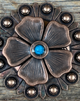 Copper Flower Turquoise Western Concho W111