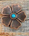 Copper Flower Turquoise Western Concho W111