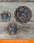 Copper Flower Turquoise Western Concho W111