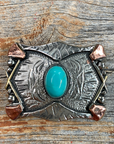 Antique Silver & Copper Turquoise Concho Concho W115
