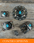 Antique Silver & Copper Turquoise Concho Concho W115