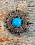 Copper Turquoise Round Western Concho W128