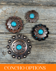 Copper Turquoise Round Western Concho W128