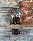 Copper Daisy Turquoise Western Concho W132