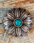 Copper Daisy Turquoise Western Concho W132