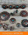 Copper Daisy Turquoise Western Concho W132