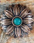 Copper Daisy Turquoise Western Concho W132