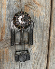 Floral Dots Antique Silver Western Concho W147