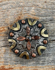 Floral Dots Antique Silver Western Concho W147