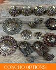 Floral Dots Antique Silver Western Concho W147