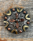 Floral Dots Antique Silver Western Concho W147
