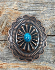 Copper Turquoise Oval Western Concho W179
