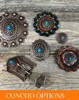 Copper Turquoise Oval Western Concho W179