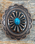 Copper Turquoise Oval Western Concho W179
