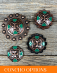 Copper Emerald Green Western Concho W209
