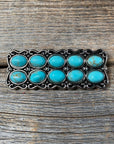 Antique Silver Rectangle Turquoise Concho 2" W216