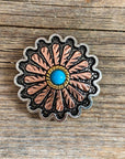Antique Silver and Copper Floral Western Concho 1.25" W220L