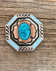 Octagon Turquoise Floral Western Concho 1.25" W221L