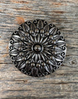 Antique Silver Floral Pinwheel Western Concho W227