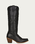 Z5075 - WOMEN'S BLACK EMBROIDERY TALL TOP SNIP TOE COWBOY BOOT