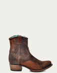 C1064 - WOMEN'S CHOCOLATE TAN LAMB ROUND TOE COWBOY BOOTIE WITH ZIPPER