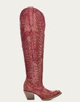 A4212A - WOMEN'S DISTRESSED RED EMBROIDERY TALL TOP J TOE COWBOY BOOT