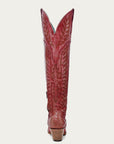 A4212A - WOMEN'S DISTRESSED RED EMBROIDERY TALL TOP J TOE COWBOY BOOT