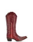 L6117 - WOMEN'S EMBROIDERY AND STUDS RED SNIP TOE COWBOY BOOT