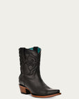 Z5111 - WOMEN'S EMBROIDERY BLACK SNIP TOE ANKLE BOOT