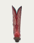 E1318 - WOMEN'S EMBROIDERY RED TALL TOP SNIP TOE COWBOY BOOT