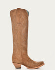 A4438 - WOMEN'S EMBROIDERY SAND SUEDE TALL TOP SNIP TOE COWBOY BOOT
