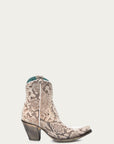 A3791 - WOMEN'S GENUINE FULL PYTHON SNIP TOE ANKLE BOOT WITH ZIPPER
