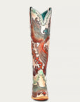 A4516 - WOMEN'S HAND PAINTED AND TOOLED FIRE PHOENIX WHITE TALL TOP SNIP TOE COWBOY BOOT