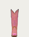 C3970 - WOMEN'S PINK FLUORESCENT EMBROIDERY AND STUDS SNIP TOE COWBOY BOOT