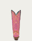 C3970 - WOMEN'S PINK FLUORESCENT EMBROIDERY AND STUDS SNIP TOE COWBOY BOOT